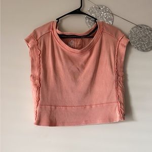 Anthropologie Burnt Coral Crop Vest